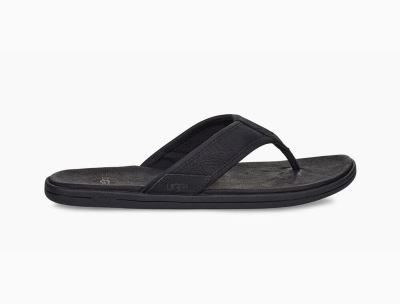 UGG Seaside Leather Flip Flop Slides for Mens - Black India